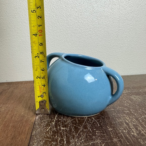 Vintage MCM Ceramic Light blue Slanted Sugar Bowl with handles - Picture 2 of 8
